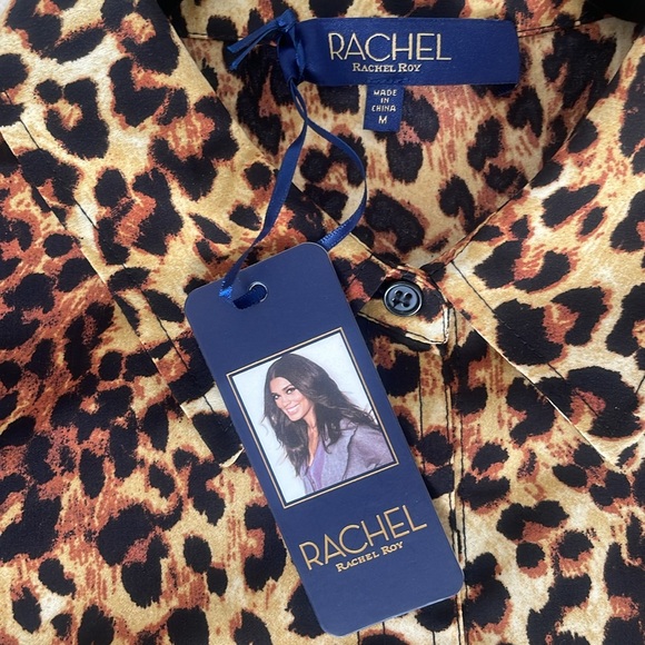NWT RACHEL RAY CHEETAH PUFF SLEEVE BLOUSE - Picture 5 of 6